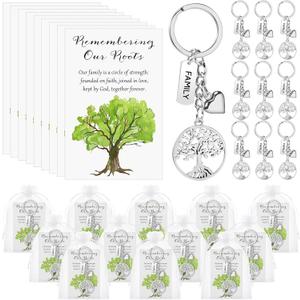 Remuuly 20 Sets Family Reunion Favors Tree Keychain Bulk Family Decor with Cards Bags for Class Reunion Gathering Party Gift
