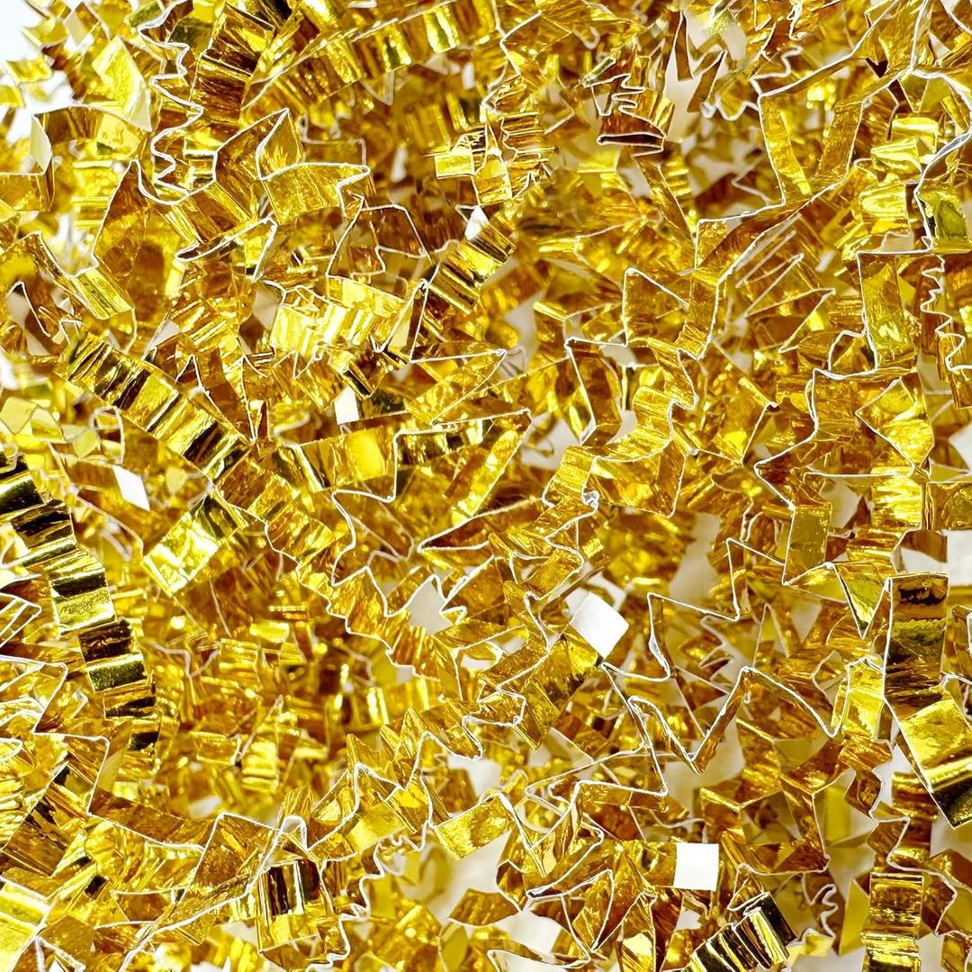 1LB Crinkle Cut Paper Shred Filler for Gift Box Bag and Basket On Holidays (Gold)