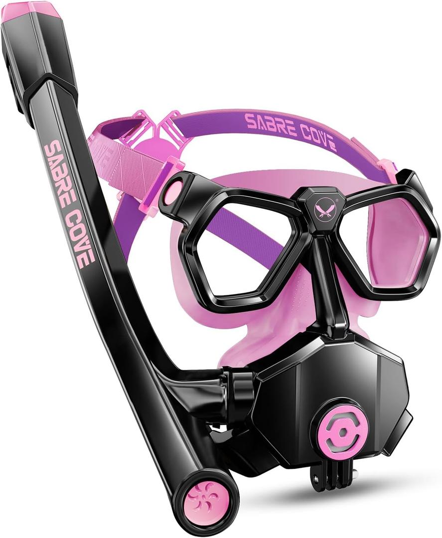 Full Face Snorkel Mask for Adults Teen, Snorkel Mask with Ear Equalization, Quick Release Anti-Leak and Anti-Fog with Mesh Bag for Snorkels, Lightweight Snorkeling Gear with Detachable Camera Mount (Pink)