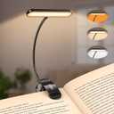 Gritin Rechargeable Book Light for Reading in Bed with 19 LED &Memory Function-Eye Caring 3 Color Temperatures,5 Brightness Levels,80 Hrs Runtime Flexible Goose Neck Clip on Light for Book Lovers (Black)