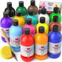 15 Colors Large Acrylic Paint Set (16.9 oz,500 ml), Bulk Acrylic Paint Non-Toxic Art Painting Supplies on Multi Surface Canvas Wood Craft Fabric Rock for Artist Beginner with Color Wheel