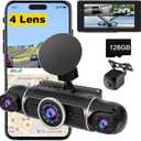 4 Cameras 1080P Dash Cam 4 Lens 3 Inch IPS Screen Car Black Box WiFi APP Control G-Sensor Car Driving Video Recorder Free 128GB TF Card