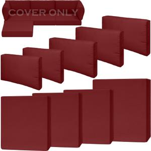 9 Piece Outdoor Patio Waterproof Cushion Covers, Fits 4-Seat Wicker Rattan Sectional Couch Chair Furniture Cover Replacement Set - Fade-Resistant Patio Cushion Covers with Zipper