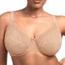 HSIA Minimizer Bras for Women Enchante Full Coverage Underwire Bras Plus Size Lifting Floral Lace Bra for Heavy Breast (Beige, 38D)