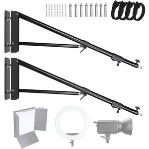 2 Pack Wall Mount Triangle Boom Arm 180cm/70.8in, Ring Light Mount Ceiling Light Stand 180 Flexible Rotation for Studio Video Light, Monolight, Photography, Softbox, Reflector