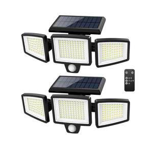 Tuffenough Solar Outdoor Lights 2500LM 210 LED Security Lights with Remote Control,3 Heads Motion Sensor Lights, IP65 Waterproof,270° Wide Angle Flood Wall Lights with 3 Modes(2 Packs)