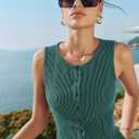 Kate Kasin Women Summer Going Out Tank Tops Y2K, Button Up Sleeveless Top, Ribbed Knit Sweater Vest Trendy (S)