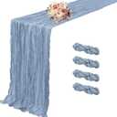 4 Pack Dusty Blue Cheesecloth Table Runner 10 FT Boho Gauze Cheese Cloth Table Runner 120 Inch Long Semi Sheer Rustic Cheese Cloth Fabric Table Runners for Wedding Birthday Party Decorations