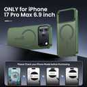Magnetic for iPhone 17 Pro Max Case Fits MagSafe Camera Len Protector*1 16FT Drop Resistant Matte Skin Feeling Back Cover Shockproof Slim Fit for iPhone 17 Pro Max Phone Case 6.9 inch,Green