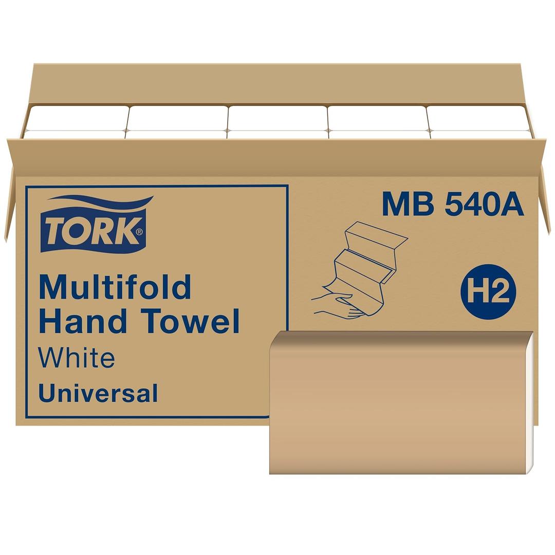 Tork Multifold Hand Towel White H2, Universal, 100% Recycled Fibers, 16 x 250 Towels, MB540A, BBD AUG 24, 2025