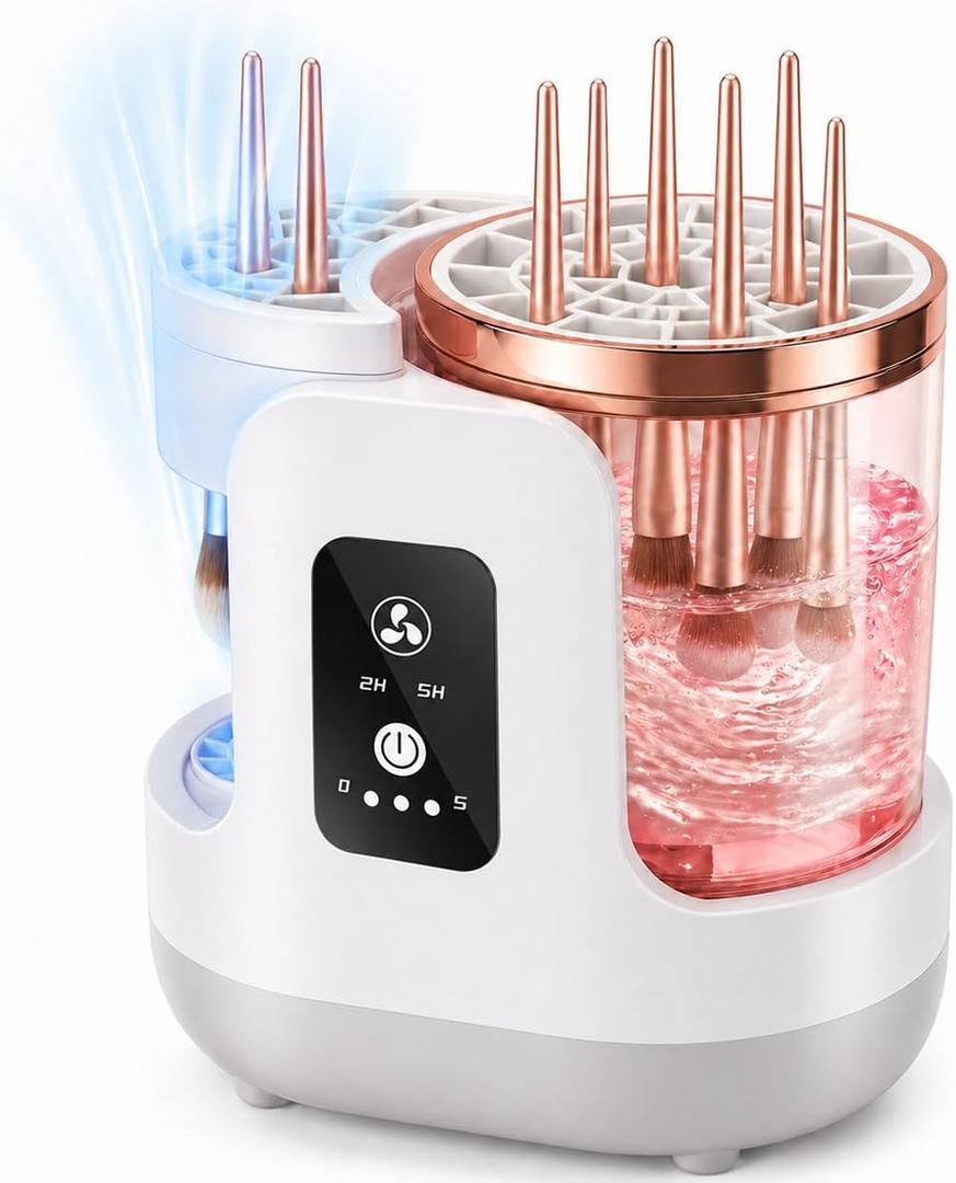 Electric Makeup Brush Cleaner Machine with Automatic Cleaning and Drying Functions Portable Makeup Brush Cleaner for All Size of Makeup Brushes Gifts for Makeup Lovers