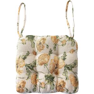 vctops Farmhouse Floral Print Chair Cushions with Ties U-Shaped Soft Comfortable Chair Pads Non Slip Seat Cushions for Indoor Dining Room and Kitchen Chairs (Flower D,16"x16")