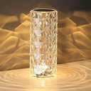 Portable Crystal Table Lamp,3 Color Touch Control Rechargeable Lamp,Crystal Bedside Lamp,Night Light, Room Decor Desk Lamp,Bedroom,Living Room,Kitchen,Dining Room Lamp (3-Color Rose)