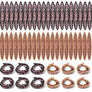 Bememo 40 Pieces Soft Curlers Hair Rollers Overnight Heatless Pillow Rollers for Hair Satin Sponge Curlers to Sleep in No Heat for Long Short Styling Tools(Leopard)