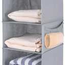 MAX Houser 5 Shelf Hanging Closet Organizer,Space Saver, Closet Hanging Shelves with (4) Side Pockets,Foldable,Light Grey