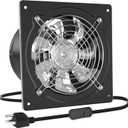 HG Power 8 Inch Exhaust Fan with Switch, Powerful Kitchen Exhaust Fan with Damper, Potable Window Exhaust Fans, Small Fume Extractor Ventilation Fan for Attic, Shop, Smoking Room, Garage (Black)