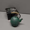 Enameled Cast Iron Teapot 34oz1000ml - Japanese Style Kettle with Removable Stainless Infuser & Ergonomic Handle, Stovetop Safe for Loose Leaf Tea Green and silver (Green and silver)