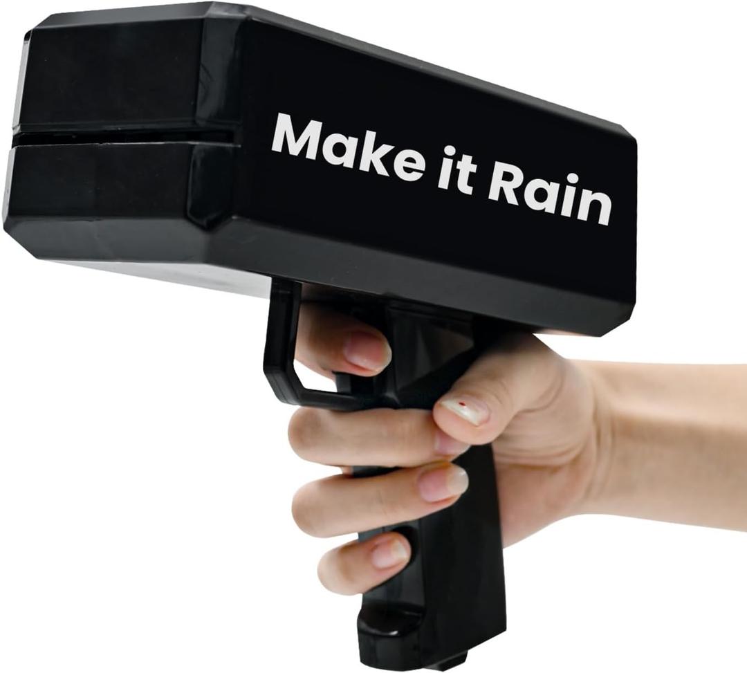 Money Gun Automatic Cash Toy Gun Make It Rain Money Shooter Gun for Parties,Club Events Christmas, Halloween, Birthday Parties, Weddings Fun Prop Money Gun for New Year Gift (Black)