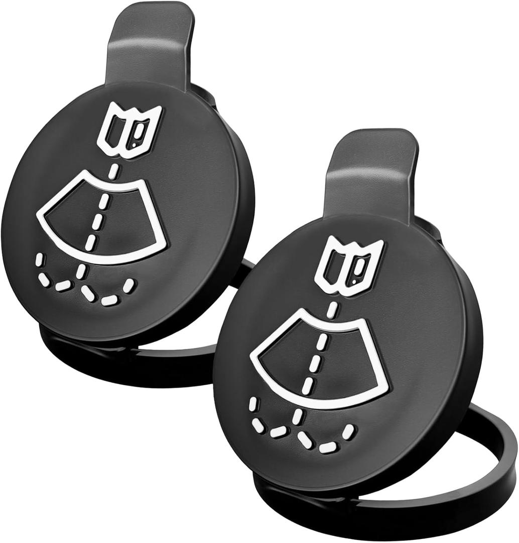 2 PCS Windshield Washer Reservoir Cap, Windshield Wiper Washer Fluid Reservoir Tank Bottle Cap Fit for Chevy Buick Cadillac, Replaces OEM #: 13227300, 12767700, 12788573 (Light black)
