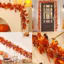 3 x 6ft Fall Maple Leaves Garland with eucalyptus leaves and ferns leaves, Autumn Harvest Garland for Thanksgiving, Halloween, Fireplace, Porch ,Mental and Indoor Outdoor Decoration (2pcs) (Yellow)