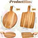 2 Pcs Acacia Wood Cutting Board with Handle, Decorative Wooden Serving Chopping Board Large Butter Charcuterie Butcher Blocks Tray for Kitchen Pizza Cheese Meat Vegetables Fruit Bread Baking