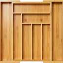 Pipishell Bamboo Expandable Drawer Organizer for Utensils Holder, Adjustable Cutlery Tray, Wood Drawer Dividers Organizer for Silverware, Flatware, Knives in Kitchen, Bedroom, Living Room(M-N)