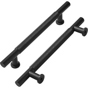 khtumeware 10 Pack 8 Inch(203mm) Drawer Handles Knurled Matte Black Cabinet Pulls Drawer Pulls Kitchen Hardware Kitchen Handles for Cabinets Cupboard Handles