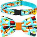 Sushi Cat Collar Bow Set, Breakaway Safety Collar, Wedding/Birthday Bowtie Collar for Kitten (XS (8-13"))