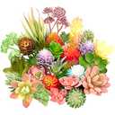 Jutom 32 Pieces Mini Artificial Succulents Unpotted Realistic Artificial Fake Plants Colorful Faux Succulents Small Cactus Plants for Garden Flower Kitchen Home Decor