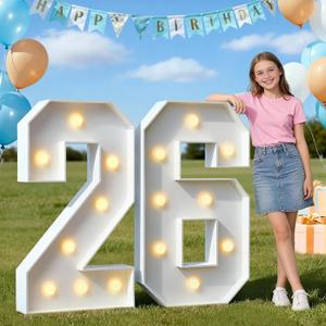 imprsv Plastic Marquee Numbers 3FT Light Up Numbers 26 for Graduation Decorations 2026, Number 26 Outdoor Light Up Sign for 26th Birthday Decorations