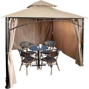 Gazebo Universal Replacement Canopy 10'x10'Curtain 3-Panel Side Wall Only Sunshade (Khaki)