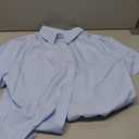 Rooscier Women's Collared Bow Tie Button Down Short Sleeve Elegant Work Shirt Blouse Top Blue X-Large