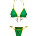 Brazil Mexico Jersey Y2k Halter Bikini Sets Cute 2 Piece Sexy Swimsuit Beach Sets Women Summer, S