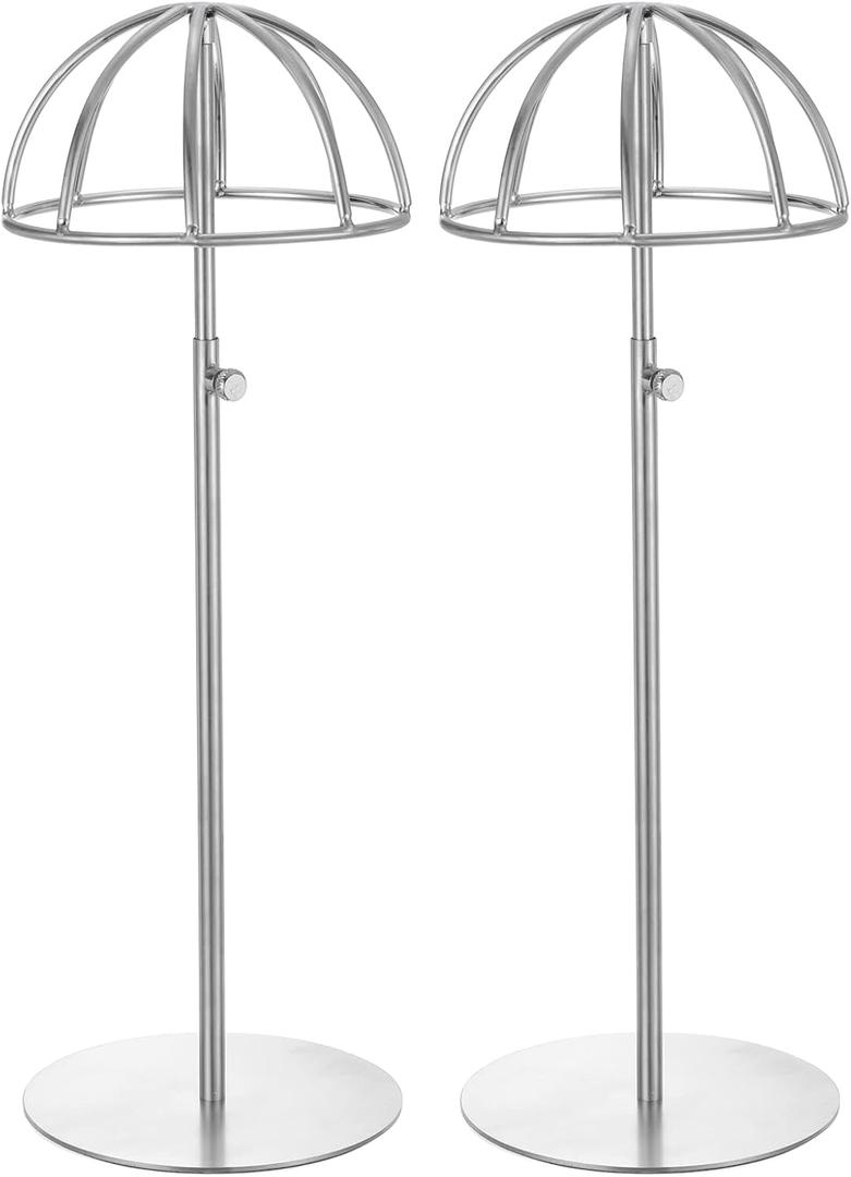 uxcell Metal Hat Display Stand 2 Pack Adjustable Tabletop Hat and Wig Rack Holder for Baseball Cap, Fedora Hat, Cowboy Hat - Silver