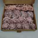 Ling's moment Flowers 25pcs Fake Gardenia Dusty Pink Rose Flowers Artificial Flowers with Stem, Fake Flower for DIY Wedding Decorations Centerpieces Bouquets Boutonnieres
