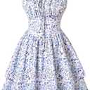 Scarlet Darkness Floral Mini Corset Dress for Women Teen 2026 Summer Spring Flowy A-Line Sundress with Pockets (S)