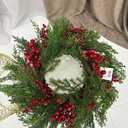12 pack,Christmas Candle Rings Christmas Decorations Artificial Berries Pine Needles Candle Wreaths for Home Wedding Living Room Table Decoration, 3.5"×12"