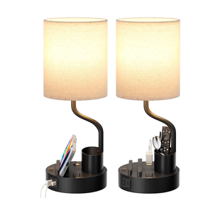 Bedside Lamps for Bedroom Set of 2 - Table Desk Lamp for Nightstand
15" Table Lamp for Living Room with Pen Holder & Phone Stand, USB A+C Port, AC Outlet, 3 Color Temperature, LED Bulb Included