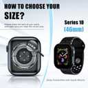 4 x 2 Pack Case for Apple Watch Screen Protector, Hard PC Case with Tempered Glass Protective Cover Guard Bumper, Slim Apple Watch Cover for iWatch Series 11 Series 10 - Black/Black 46mm