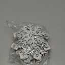 OuMuaMua Winter Christmas Centerpiece Table Decorations - 12pcs Wooden Snowflakes Decor 3D Silver White Snowflake Tabletop Decor for Xmas Holiday Tiered Tray Winter Farmhouse Decor (6 set)