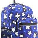 J World Sunrise Kids Rolling Backpack with Wheels for Girls Boys, Roller Bookbag for School, 18 x 13 x 9 Inches, Puffy Star