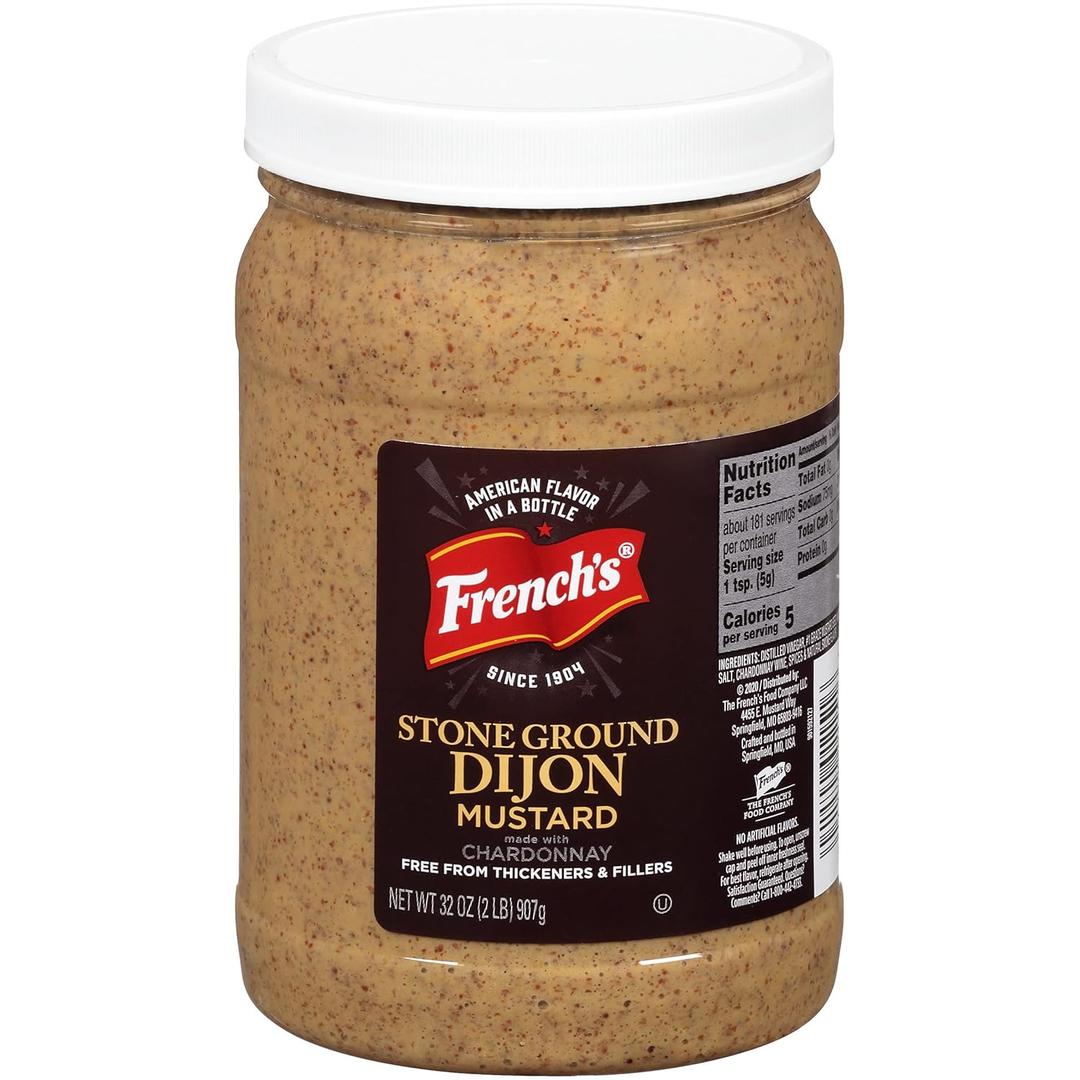French's Stone Ground Dijon Mustard, 32 oz - One 32 Ounce Container Dijon Mustard Made with Real Chardonnay, Perfect for Deli Sandwiches, Vinaigrettes, Sauces and More (2 Pound (Pack of 1))