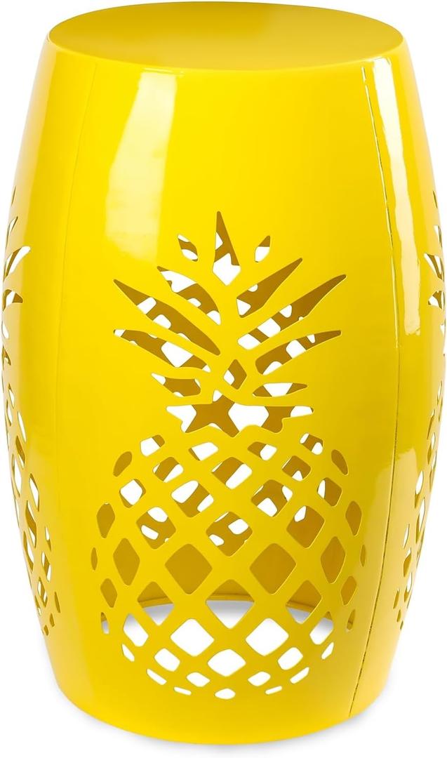 Vipush Outdoor Lace Cut Iron Side Table,Patio Garden Stool Coffee End Table Nightstand for Small Spaces,Living Room,Front Porch,Poolside (Yellow)