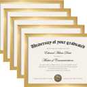 upsimples Certificate Frame with High Definition Glass, 8.5 by 11 Picture Diploma Document Frames for Wall and Tabletop, Gold 5 Pack