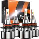 SEALIGHT 9005 9006 Led Bulbs Combo, 72000LM 800% Brightness 9005/HB3 High 9006/HB4 Low Dual Beam Bulbs, 6000K Cool White with Silent Fan, IP68, 360 Adjustable, Pack of 4