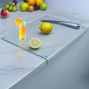 Clear Tempered Glass Cutting Board for kitchen with Counter Lip,Glass Chopping Board, Scratch-Resistant,Non-Slip (Clear)
