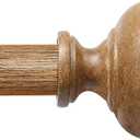 Wood Curtain Rods for Windows 32 to 48 or 60 Inch,1 Inch Heavy Duty Curtain Rod with Imitation Wood Grain Finials, Boho Adjustable Drapery Rods of Window Treatment