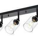 VINLUZ 5 Light Black Bathroom Spotlight Fixture with Rotatable Light Head Indoor Vanity Lighting with Clear Glass Shade Metal Ceiling Mount Fixture