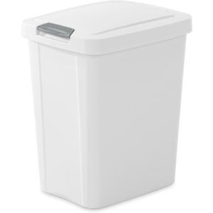Sterilite 7.5 Gallon TouchTop Wastebasket Trash Can with Pop Up Lid for Kitchen, Bathroom, Mudroom or Office, 4 Pack, White