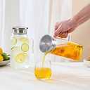 Netany 2 Liters/68 oz Square Glass Pitcher with Lid and Handle for Fridge, Iced Tea and Coffee Carafe Beverage Serveware, Heat Resistant Borosilicate Water Jug for Hot/Cold Drinks and Milk, 1 Pack